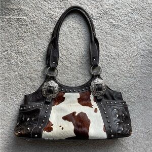 American west leather cow hide purse